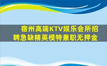 宿州高端KTV娱乐会所招聘急缺精英模特兼职无押金